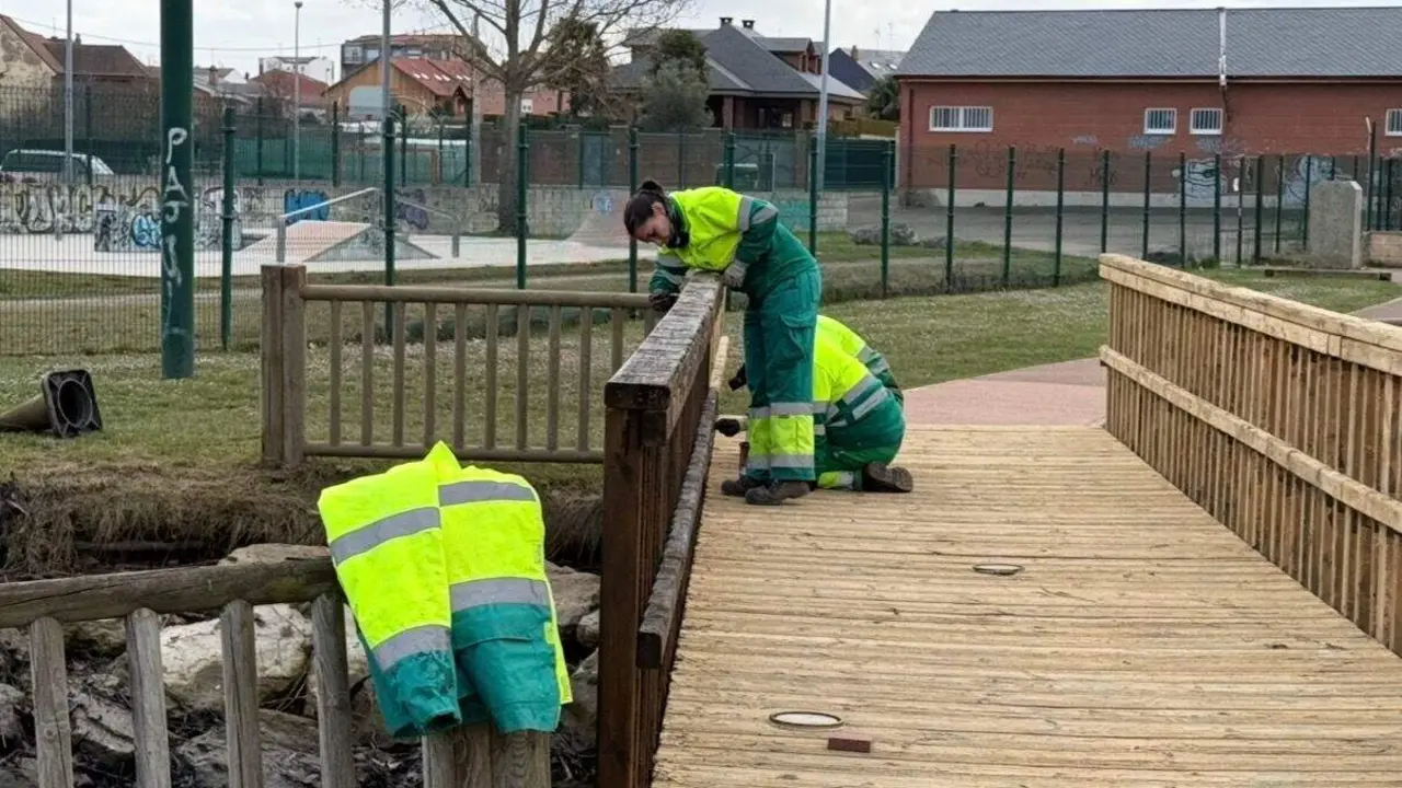 Operarios municipales trabajan en el parque de los Patos de San Andr&eacute;s. Foto: Ayto. San Andr&eacute;s.