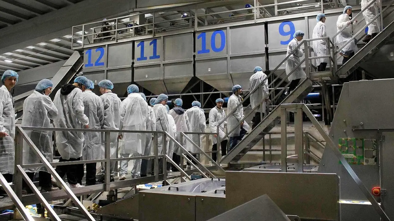 Los alumnos, durante su recorrido por las instalaciones de Hijolusa.