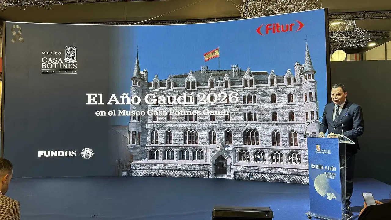 Jos&eacute; Mar&iacute;a Viejo, director general de Fundos, durante la presentaci&oacute;n en el stand de Castilla y Le&oacute;n en Fitur.