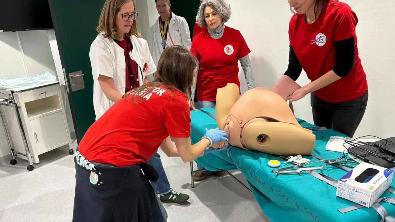 Simulaci&oacute;n cl&iacute;nica de partos dif&iacute;ciles; en la imagen, un instante del curso.