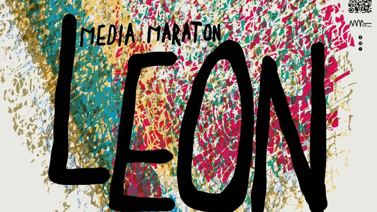 Imagen parcial del cartel de la Media marat&oacute;n de Le&oacute;n 2026.