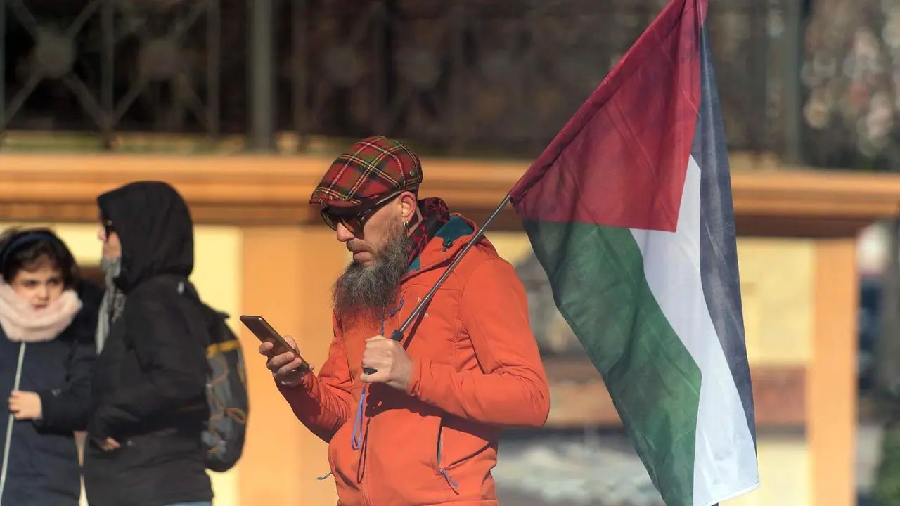 Imagen de una concentraci&oacute;n por palestina en las calles de Le&oacute;n. Foto: Peio Garc&iacute;a