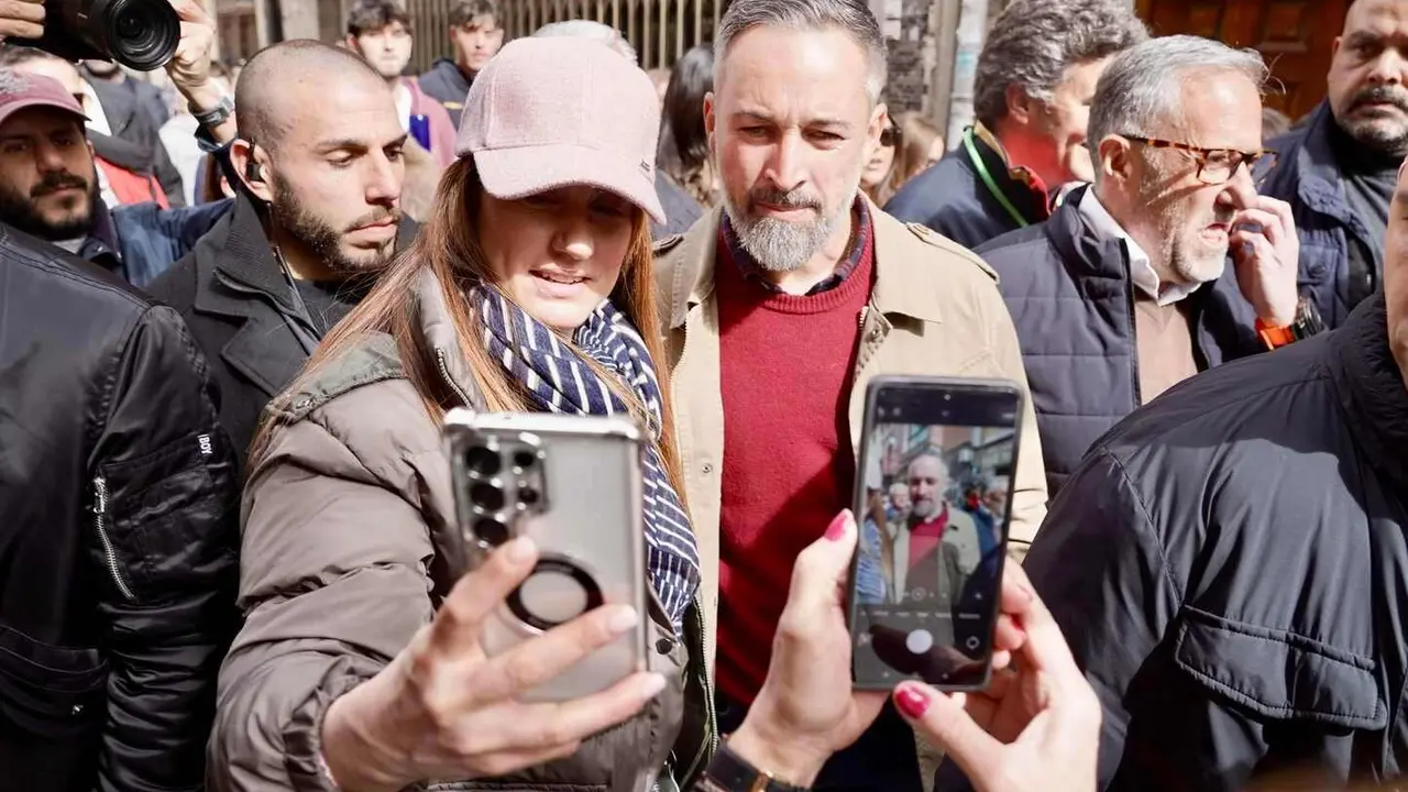 El presidente de Vox, Santiago Abascal, durante una visita a Tordesillas.