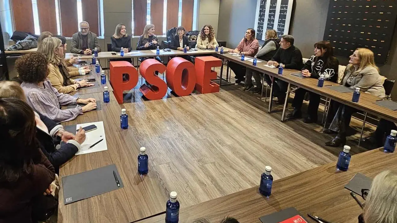 Un instante de la reuni&oacute;n mantenida por el PSOE con colectivos feministas.