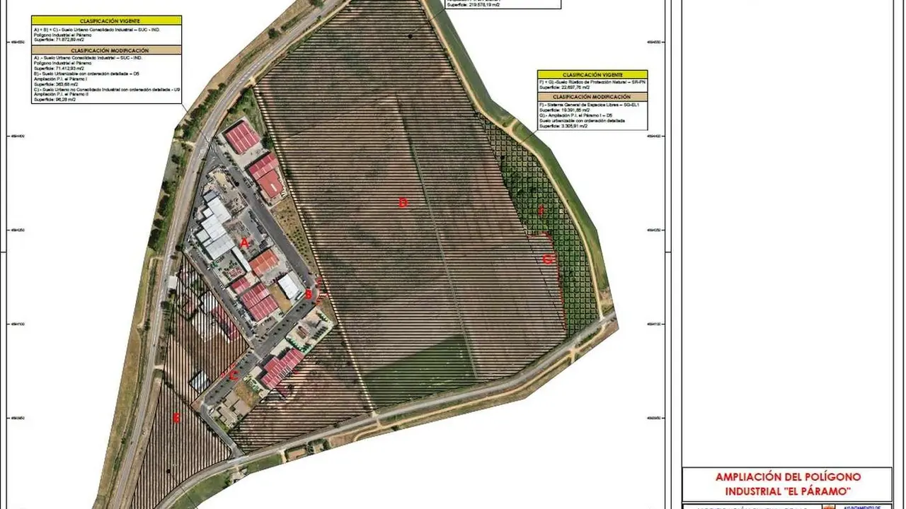Plano de ampliaci&oacute;n del pol&iacute;gono industrial de Santa Mar&iacute;a del P&aacute;ramo.