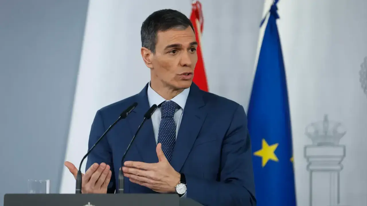 Pedro S&aacute;nchez, este viernes, durante su rueda de prensa.