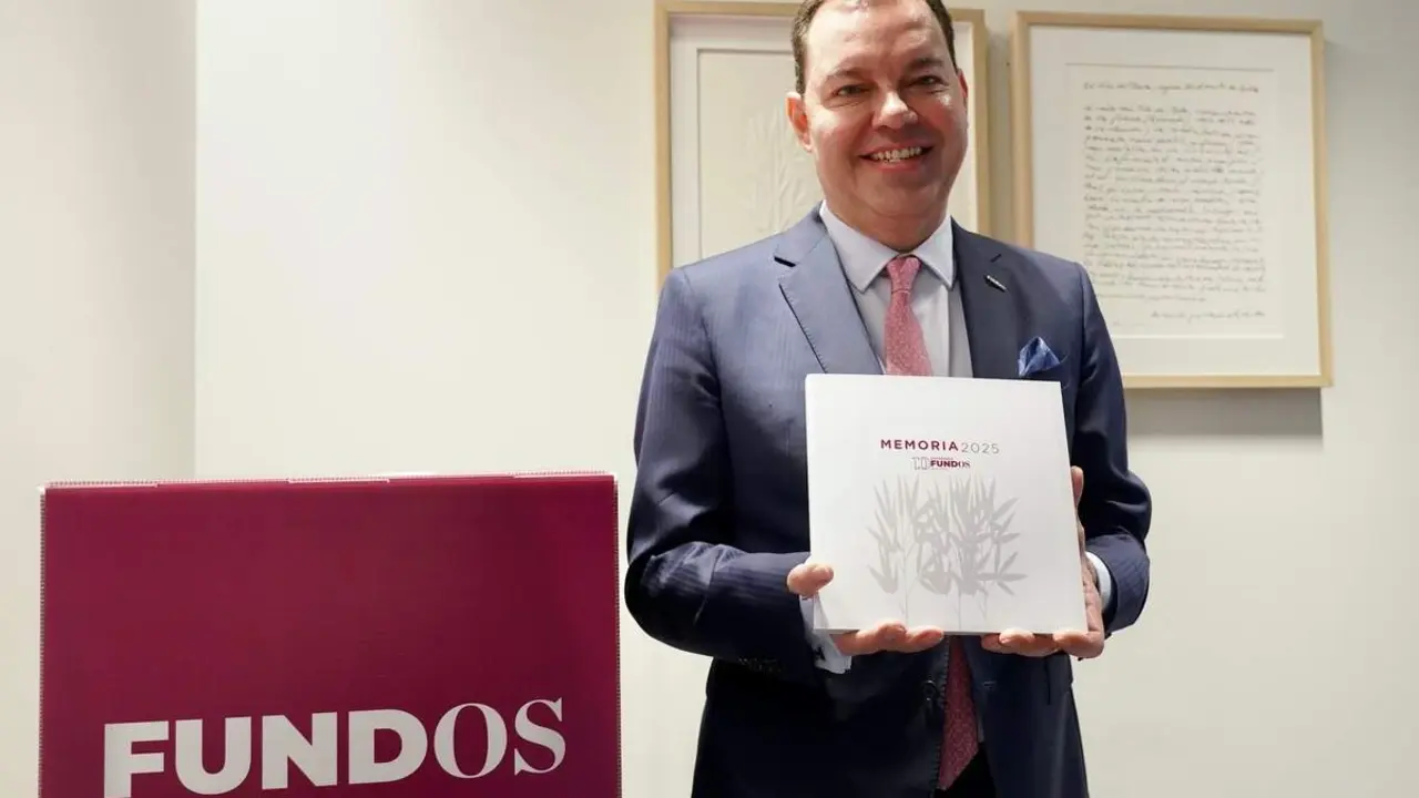 El director general de la Fundaci&oacute;n Obra Social de Castilla y Le&oacute;n (Fundos), Jos&eacute; Mar&iacute;a Viejo, presenta la memoria anual de actividades del a&ntilde;o 2025