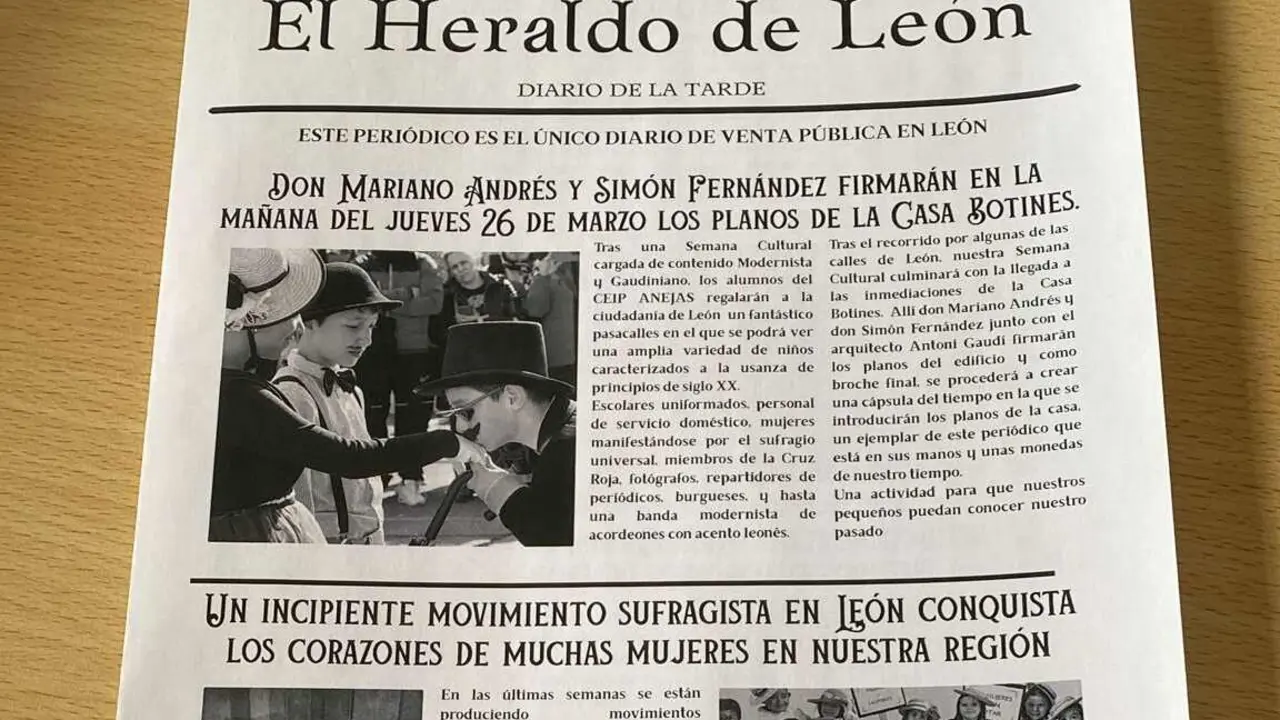 Imagen del Heraldo publicado por los alumnos con motivo de sus actividades escolares.