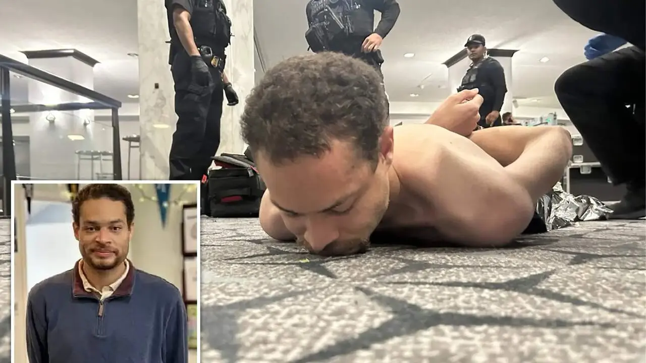 Imagen del atacante, tras ser detenido.