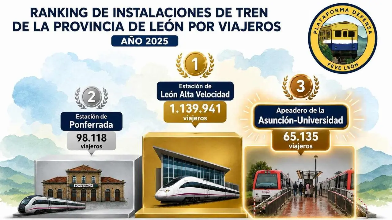 'Podio' de las estaciones con m&aacute;s tr&aacute;fico en la provincia de Le&oacute;n.
