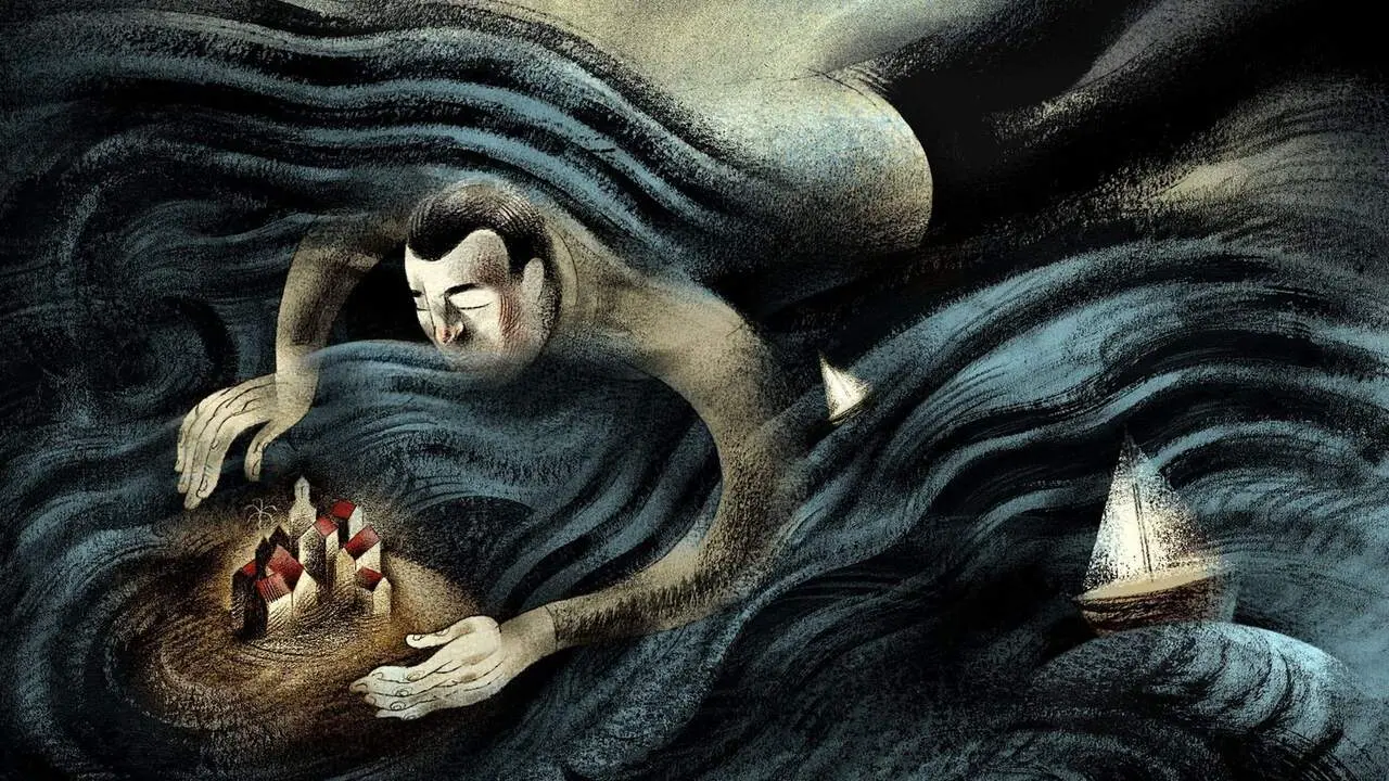 La ilustraci&oacute;n de To&ntilde;o Benavides 'El mar tambi&eacute;n elige' para Cancionero y Romancero de Ausencias (Reino de Cordelia). Foto: To&ntilde;o Benavides.