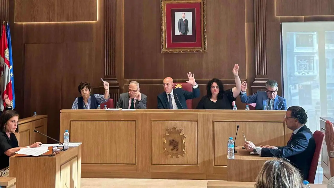 Un instante del pleno municipal celebrado este viernes en el Ayuntamiento de Le&oacute;n.