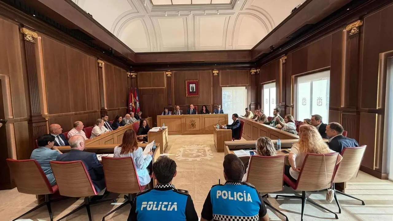 Un instante del pleno del Ayuntamiento de Le&oacute;n, este viernes.