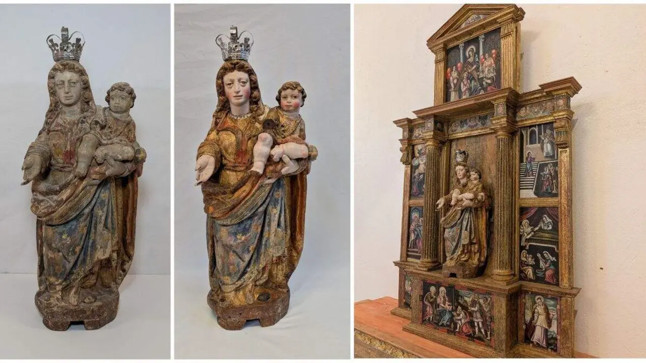 Concluye la restauraci&oacute;n del retablo lateral de la Virgen y el Ni&ntilde;o de la iglesia de Celada de Cea