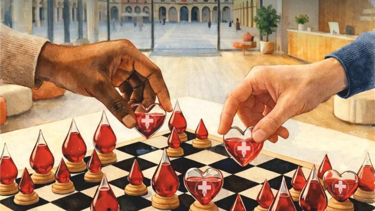 Imagen del cartel de la Asamblea general de Donantes de Sangre de Le&oacute;n.