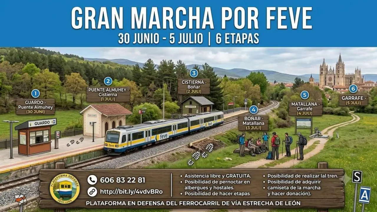 Seis jornadas de marcha en defensa de Feve.