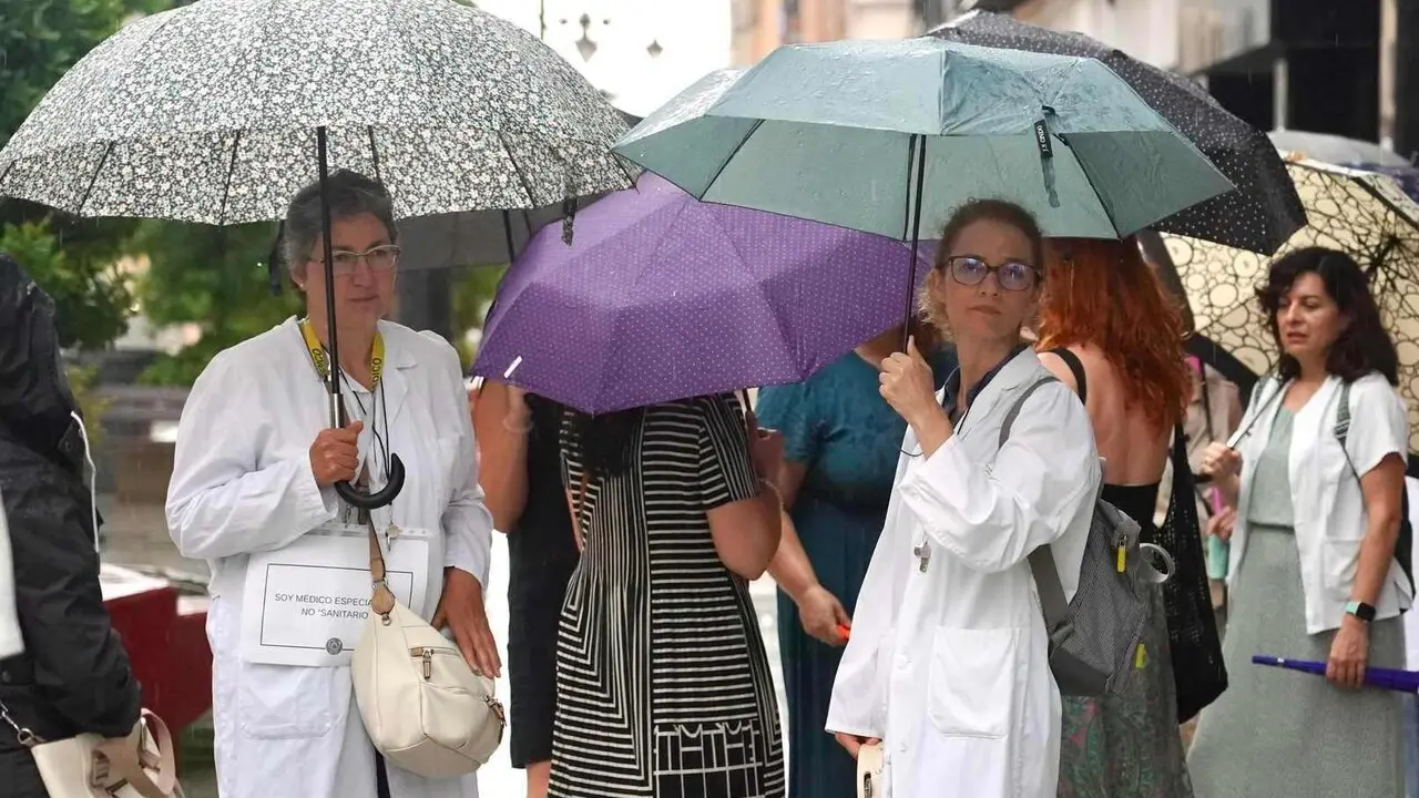 La Delegaci&oacute;n Provincial de Le&oacute;n de la Asociaci&oacute;n M&eacute;dicos Unidos por sus Derechos protagoniza una manifestaci&oacute;n para exigir un estatuto propio. Foto: Campillo
