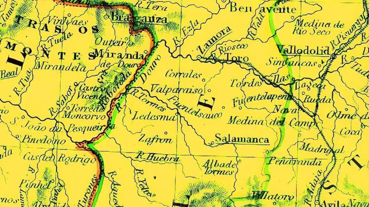 Zamora y Salamanca en un mapa de 1838.