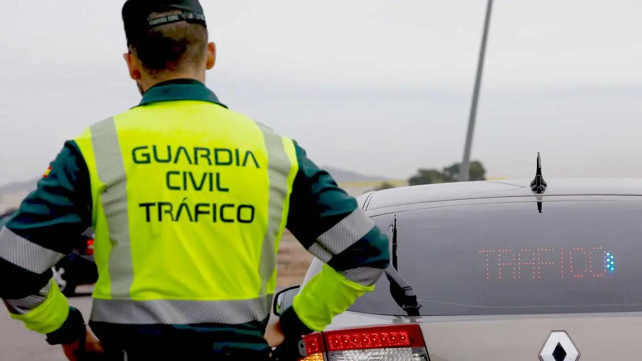 Efectivos de la Guardia Civil de Tr&aacute;fico durante un control.
