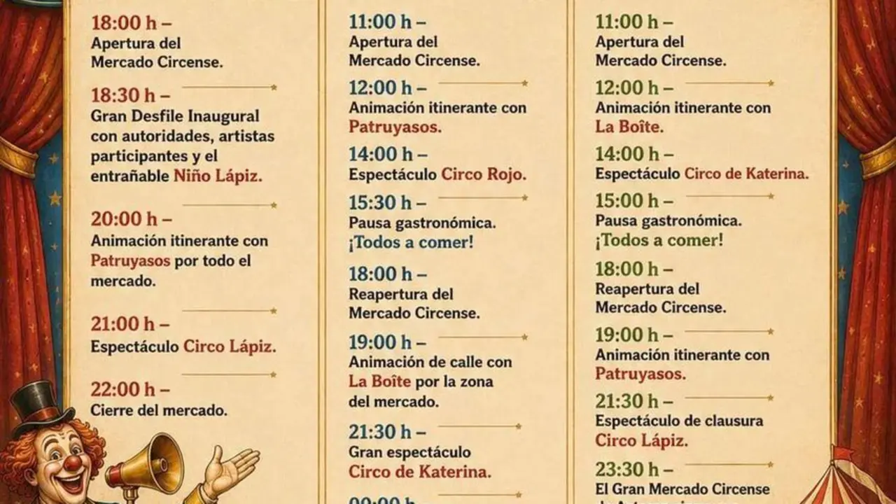Imagen de la programaci&oacute;n del Gran Mercado Circense de Astorga.