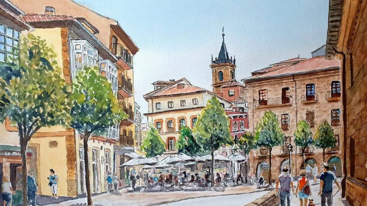 La plaza de Riego de Oviedo, una de las obras de Juan Eguren. Foto: Cedida.