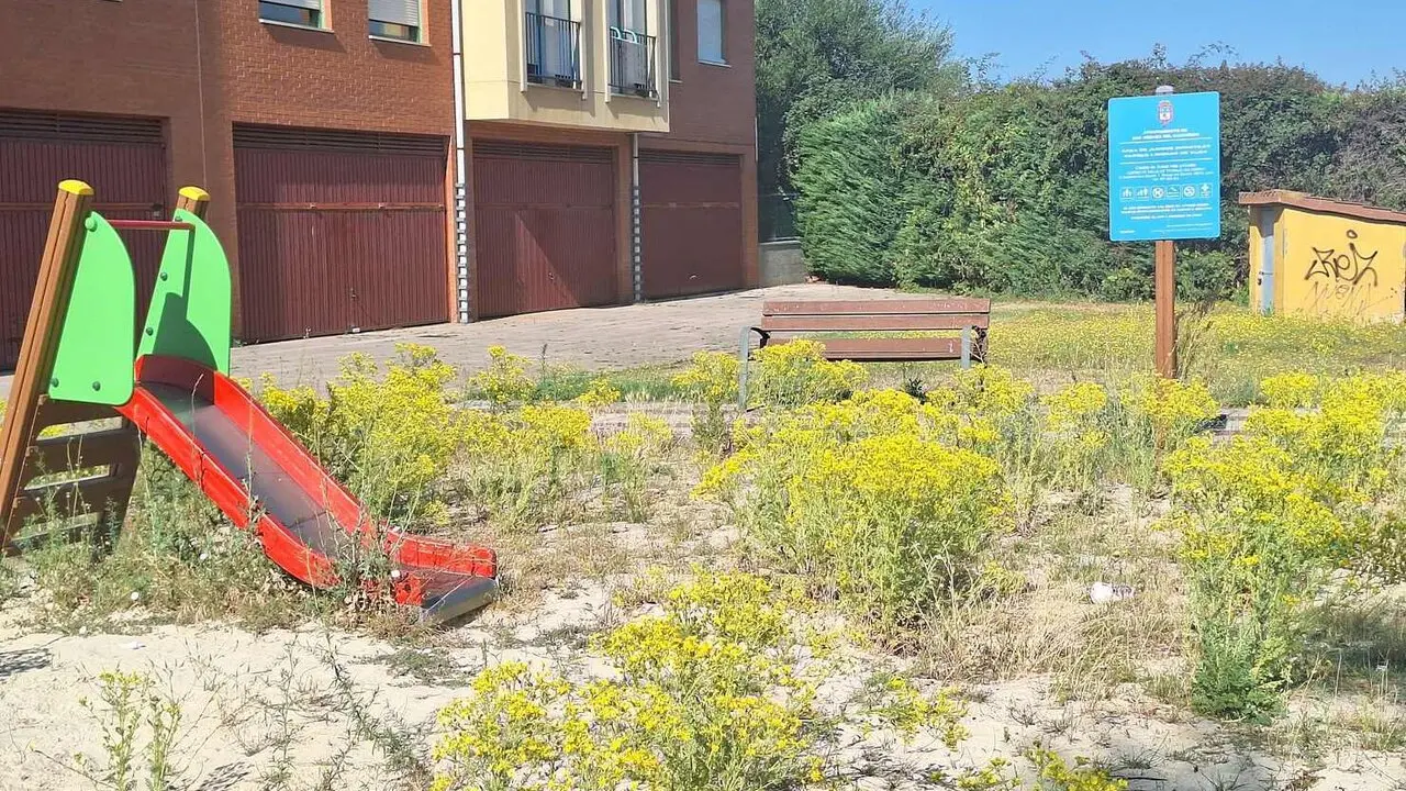 Imagen de uno de los parques sin limpieza en una imagen facilitada por el PP de San Andr&eacute;s.