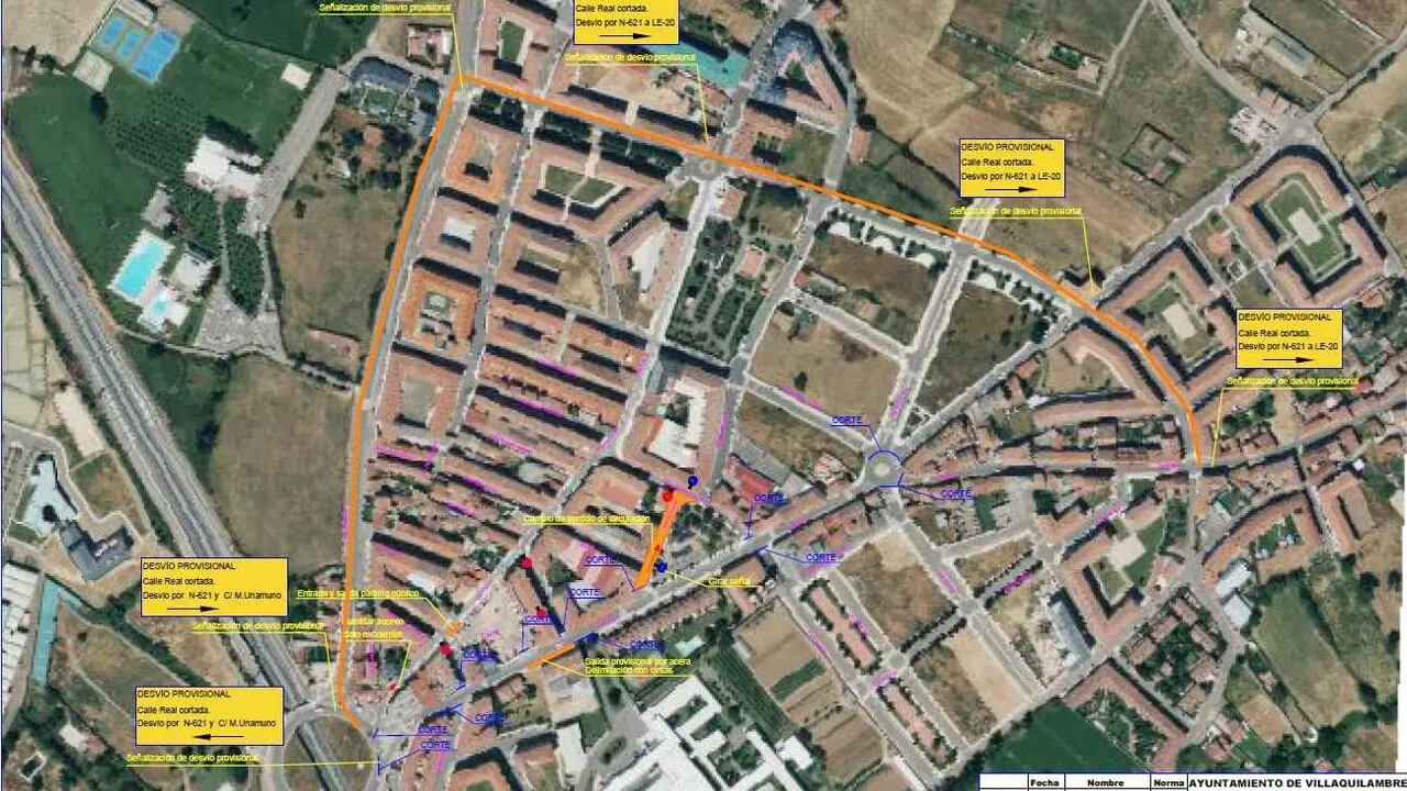 Imagen de la se&ntilde;alizaci&oacute;n vigente por el corte del vial.