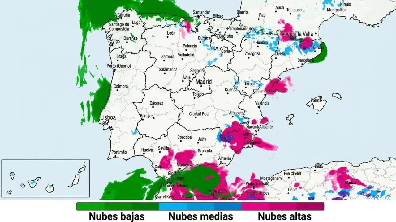 Mapa de nubes a la hora del eclipse.