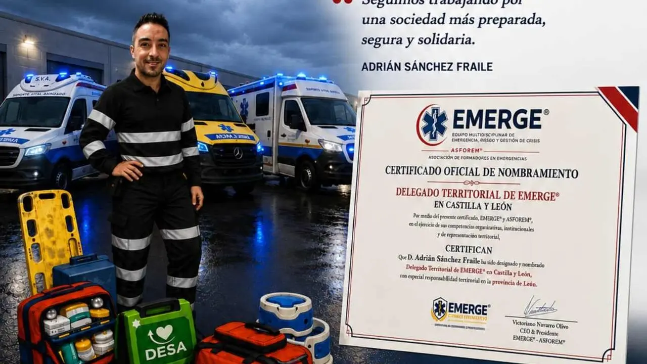 El instructor leon&eacute;s Adri&aacute;n S&aacute;nchez Fraile ha recibido oficialmente en Madrid el certificado que acredita su nombramiento como Delegado Territorial de EMERGE en Castilla y Le&oacute;n.