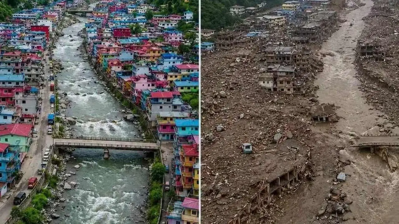 Imagen del antes y el despu&eacute;s de la riada.