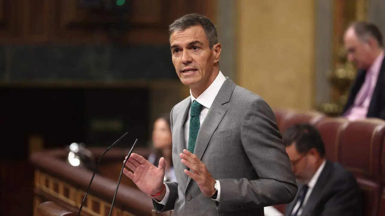 Pedro S&aacute;nchez, durante su intervenci&oacute;n.