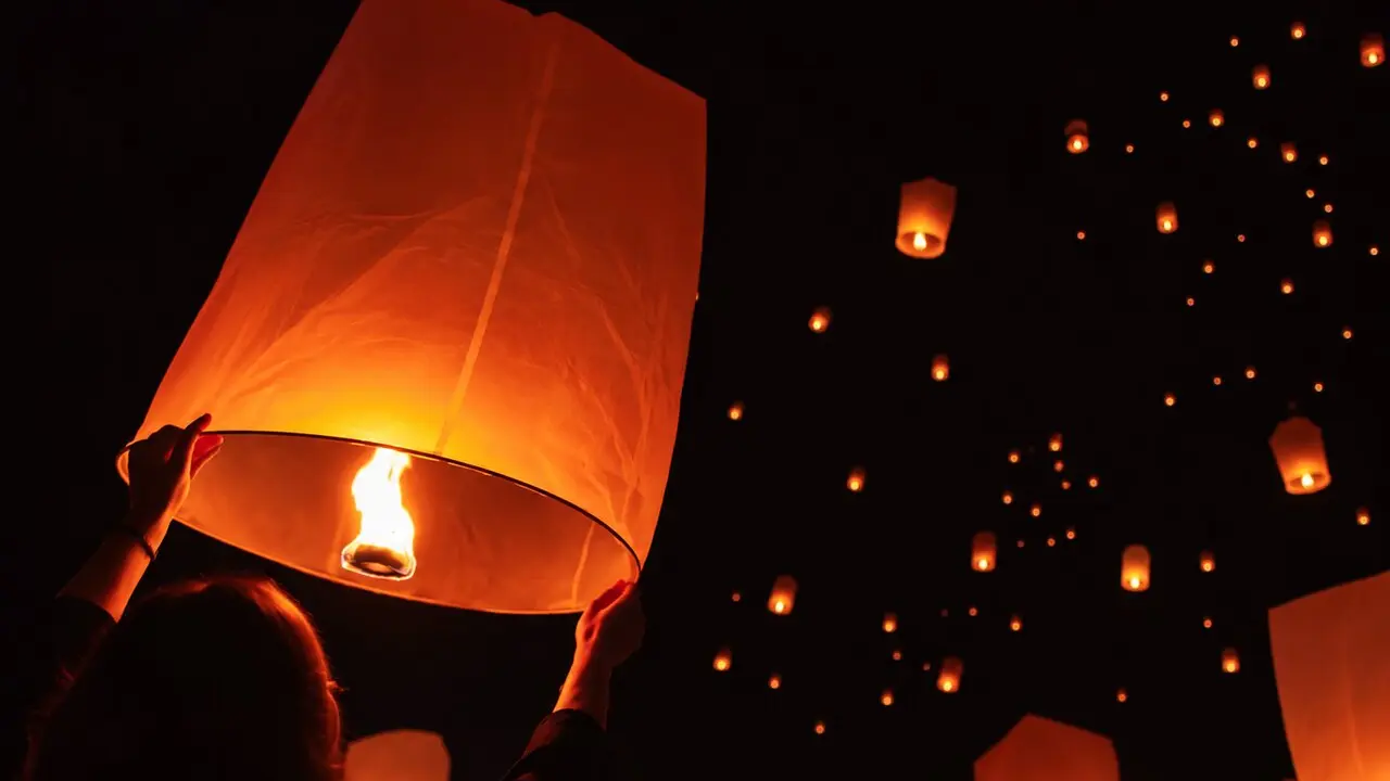 Cientos de farolillos subieron hacia el cielo en homenaje a los dos j&oacute;venes fallecidos.