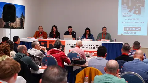 Comparecencia de responsables de CCOO Industria León con motivo de la celebración de su cuarto congreso y elección de Secretaría General y Comisión Ejecutiva. Fotos: Campillo