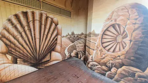 Es el éxito del arte urbano en León capital. El peregrino que ilustra una de las cocheras de la Calle La Rúa de León, por la que transitan miles de caminantes, se convierte en una de las señas de identidad del Camino de Santiago.