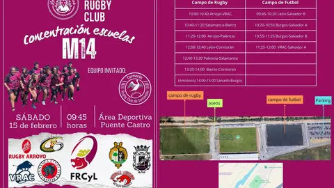 Cartel de la Concentración Escuelas M14 del León Rugby Club.
