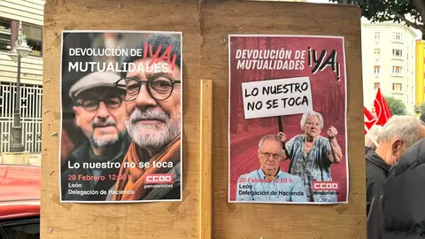 CCOO se concentra en León para exigir el pago de la deuda mutualistas. Fotos: Silvia García.