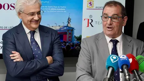 El director de la Fundación Obra Social de Castilla y León, José María Viejo, el director general del Teatro Real, Ignacio García-Beleguer, y el director de Comunicación y Relaciones Internacionales de Caja Rural, Narciso Prieto, presentan la actividad cultural ‘La carroza del Teatro Real’. Foto: Campillo