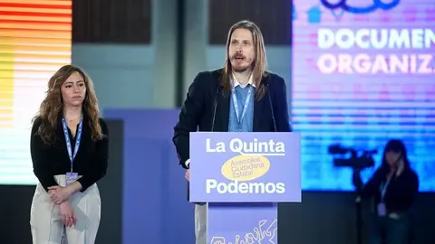 Pablo Fernández durante la primera jornada de la quinta Asamblea Estatal de Podemos.