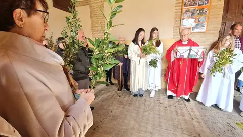 Es el otro Domingo de Ramos, alejado de las grandes congregaciones, humilde, con pocos fieles pero devotos, ramas de laurel y su propia 'catedral', en esta ocasión en la pedanía de Oteruelo.