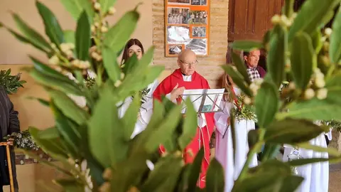 Es el otro Domingo de Ramos, alejado de las grandes congregaciones, humilde, con pocos fieles pero devotos, ramas de laurel y su propia 'catedral', en esta ocasión en la pedanía de Oteruelo.