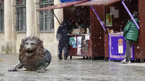 La cota de nieve ha caído este Miércoles Santo por debajo de los mil metros y los copos se han dejado ver en todo El Bierzo y en León capital. Fotos: Campillo | César Sánchez