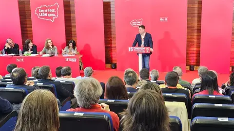 Javier Alfonso Cendón durante el XV Congreso Provincial del PSOE en León.