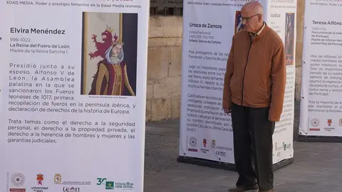 La calle Legio VII de León ha sido este martes el escenario de la inauguración oficial de la exposición urbana “León, Señorío de Mujeres”, un proyecto divulgativo que pone en primer plano el papel fundamental de las mujeres en la historia de la provincia. Foto: Campillo