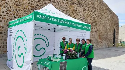 Mesas petitorias de la Asociación Española contra el Cáncer en León por distintos puntos de la ciudad.
