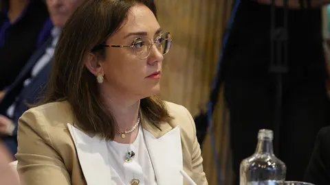 La consejera de Agricultura, Ganadería y Desarrollo Rural, María González Corral, asiste en Ponferrada al Club de Prensa de El Mundo Castilla y León titulado ‘La fuerza del sector agrario en Castilla y León’, organizado por el Consejo Económico y Social de Castilla y León. Foto: César Sánchez.