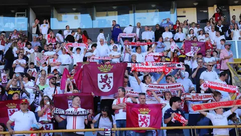 El Reino de León vibró con un ambiente inolvidable en una jornada de sufrimiento y gloria. El empate ante el Andorra (1-1) fue suficiente para devolver al equipo a la categoría de plata del fútbol español. La ciudad celebra por todo lo alto. Fotos: Isaac Llamazares