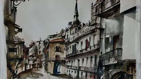 Uno de los cuadros que hay en la muestra Amarone Vinneria, en la calle Cascalería.