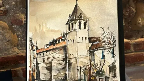 Uno de los cuadros que hay en la muestra Amarone Vinneria, en la calle Cascalería.