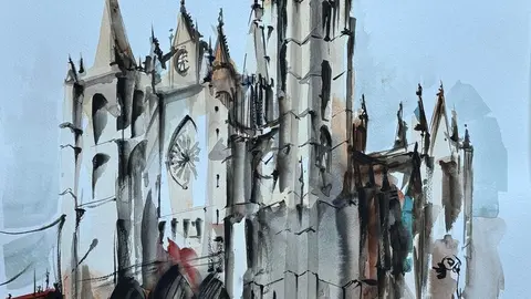 Uno de los cuadros que hay en la muestra Amarone Vinneria, en la calle Cascalería.