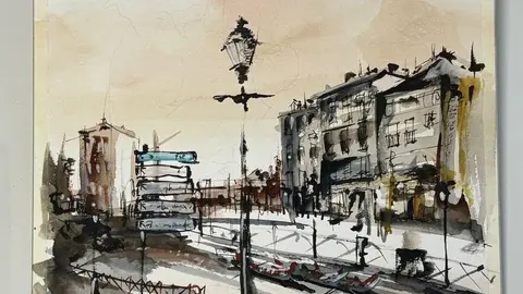 Uno de los cuadros que hay en la muestra Amarone Vinneria, en la calle Cascalería.